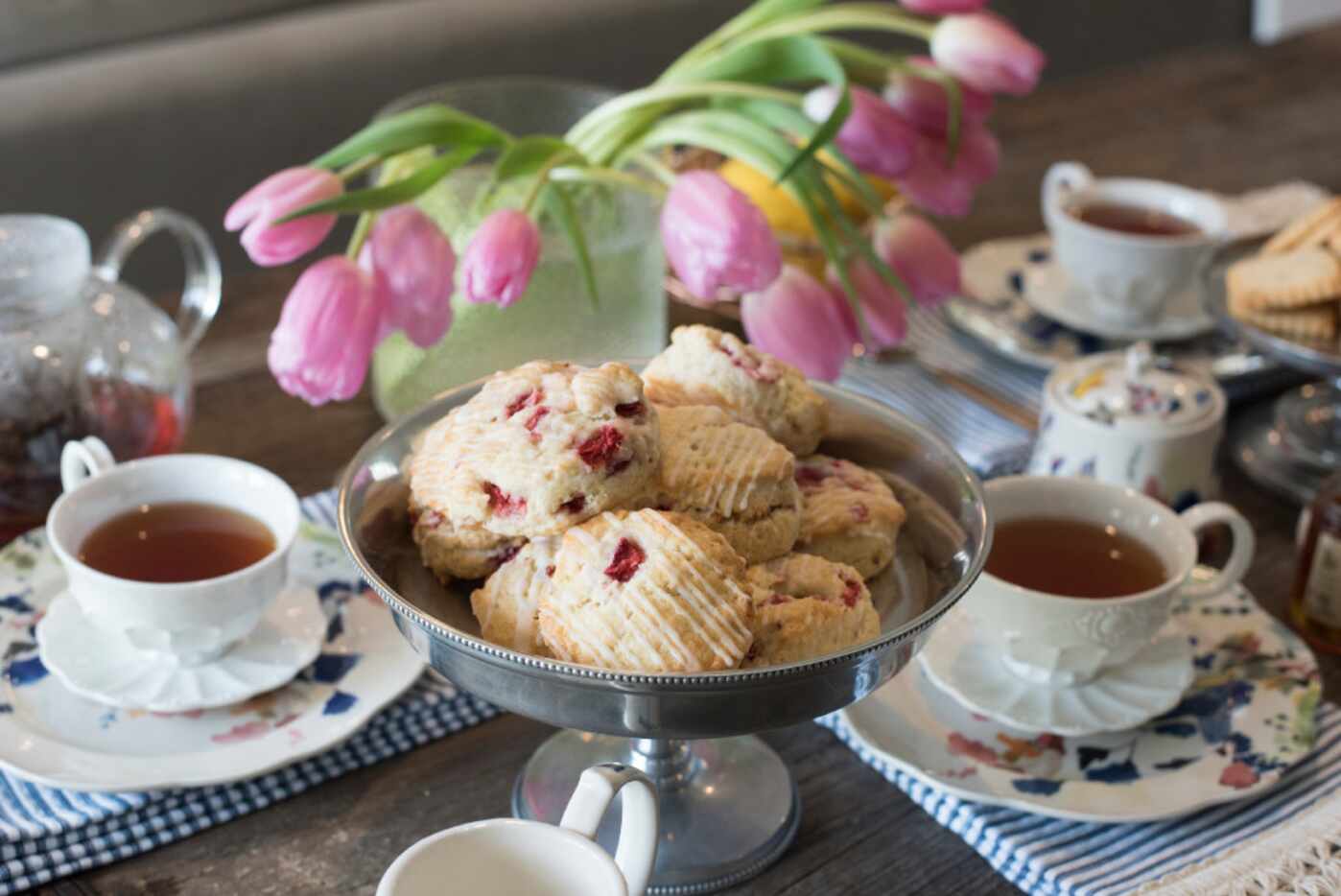 Strawberry lemon scones go well with tea. (Rex C. Curry/Special Contributor)