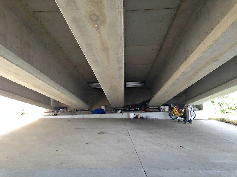 At least someone's getting some use out of the bike path along the Margaret McDermott Bridge.