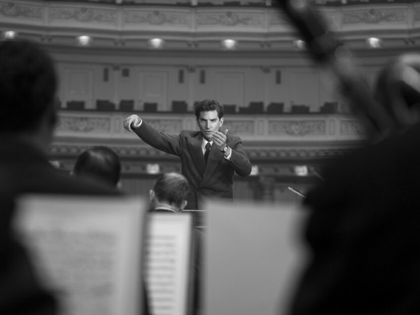 This image released by Netflix shows Bradley Cooper as Leonard Bernstein in a scene from...