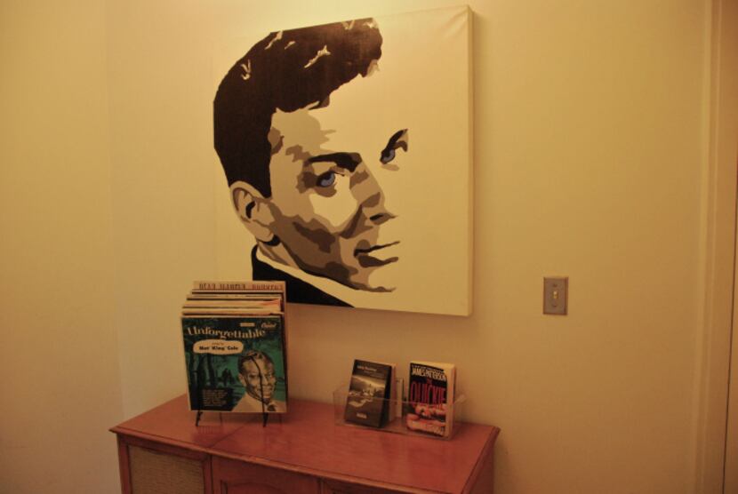 A youthful Frank Sinatra keeps an eye on guests in the lobby of the Del Marcos Hotel....