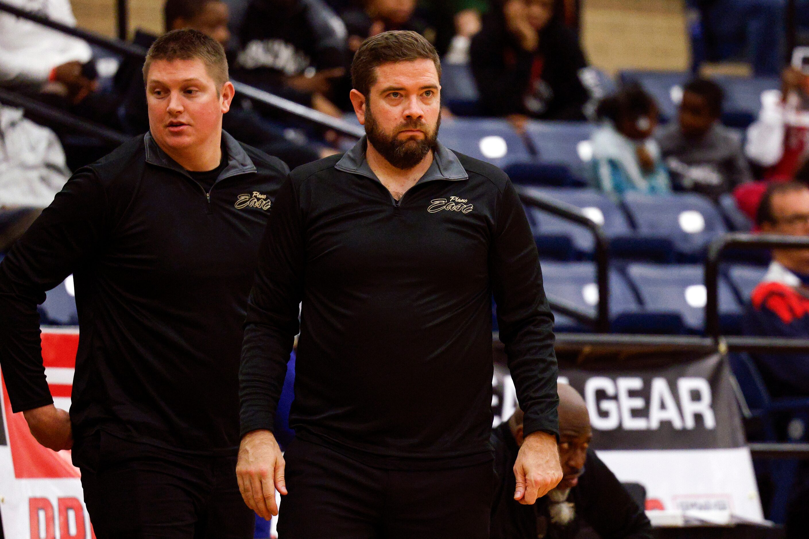 Plano East head coach Matt Wester watches the closing seconds of a first-round game against...