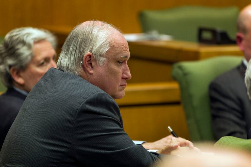 Former Williamson County district attorney, Ken Anderson sits with his attorneys in court...