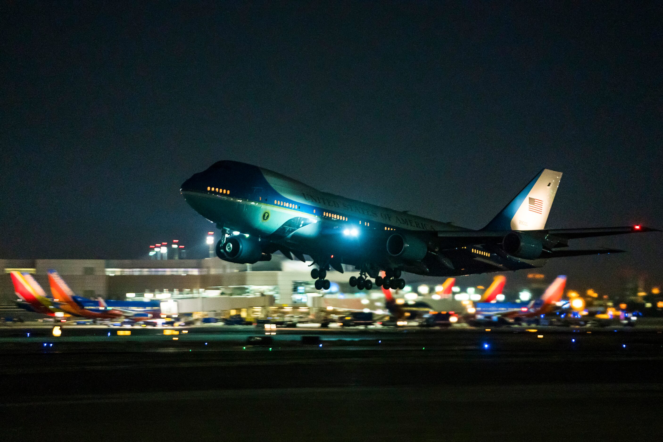 Air Force One departs Love Field after President Donald Trump visited Dallas campaign rally...