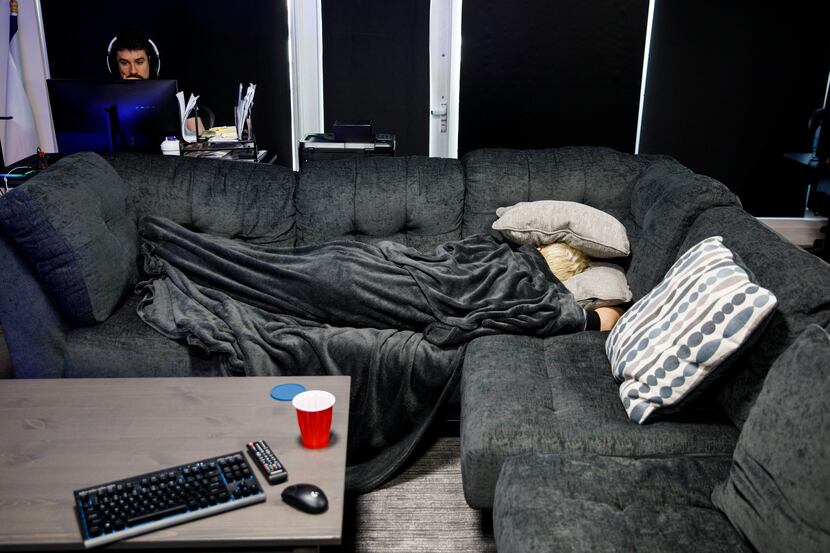 OGE takes a nap at the Dallas Fuel team facility in the Los Angeles area while general...