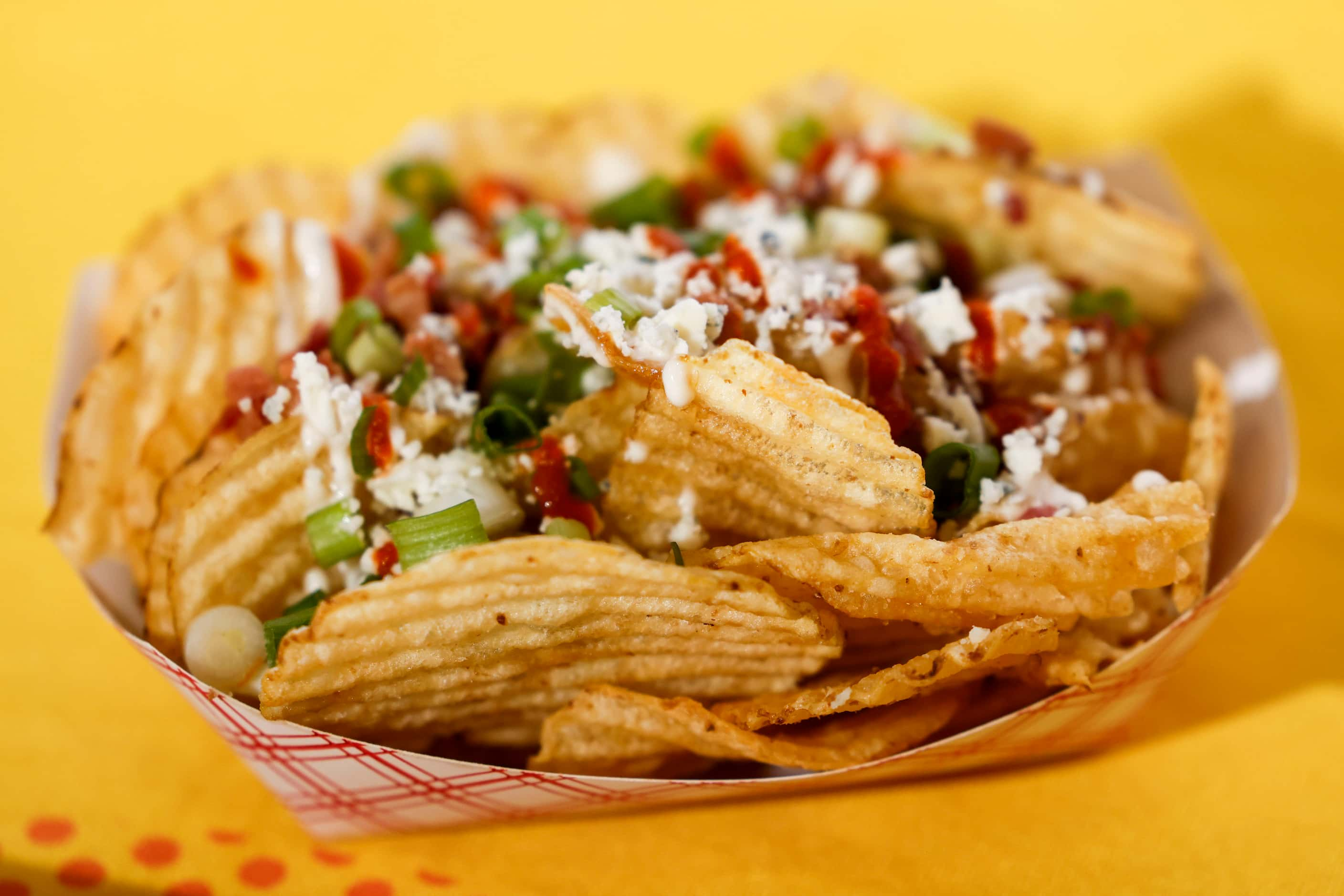 Hippie Chips, one of the 10 Big Tex Choice Awards finalists, involve bacon bits, green...