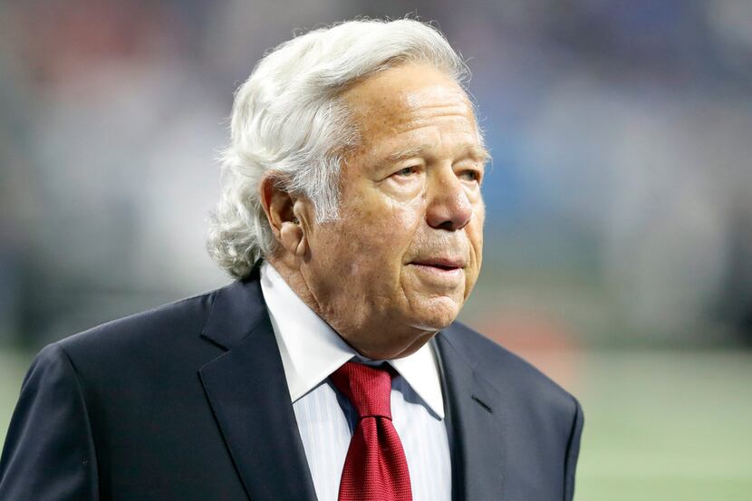 FILE - In this Sept. 23, 2018, file photo, New England Patriots owner Robert Kraft walks on...