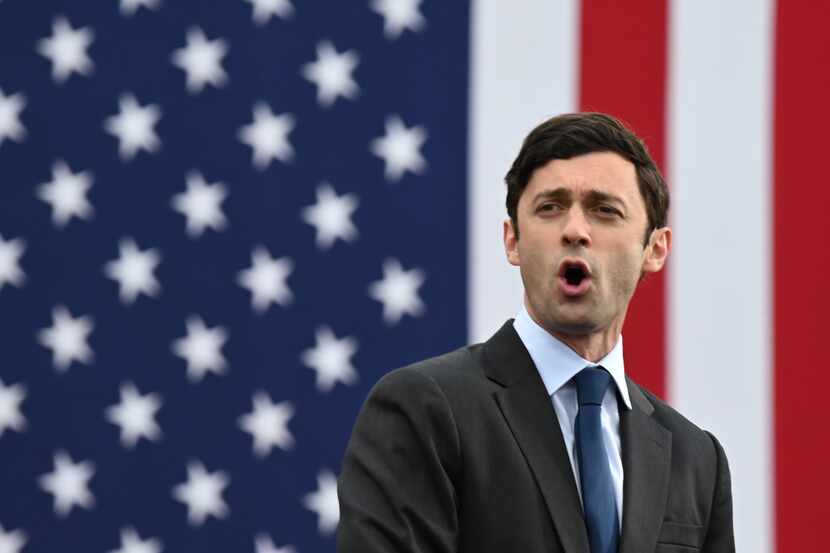 Democratic Senate candidate Jon Ossoff speaks during a campaign rally this month in Atlanta,...