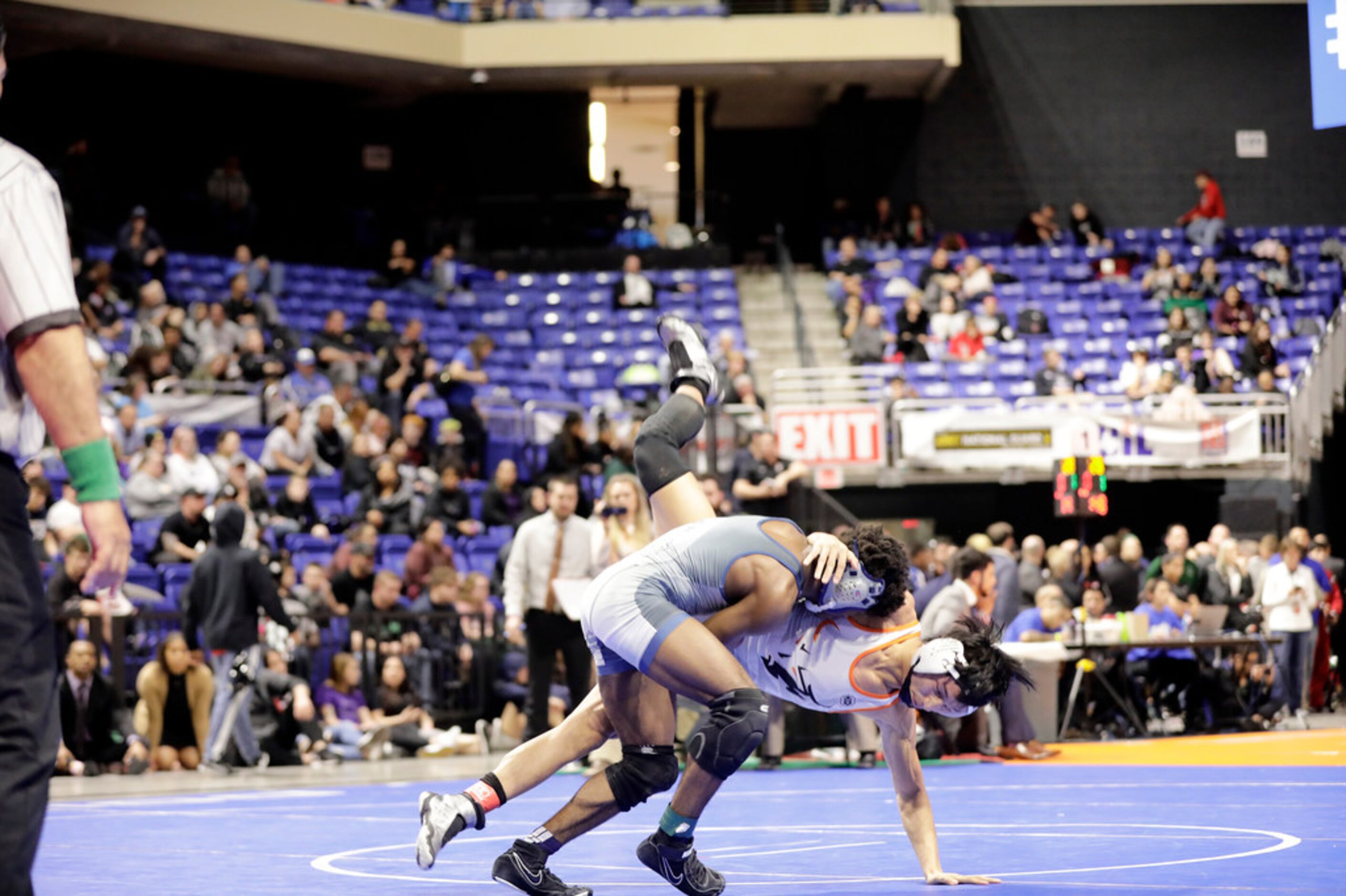 LaÃStot Pleasant of Frisco Lone Star wrestles during the UIL Texas State Wrestling...