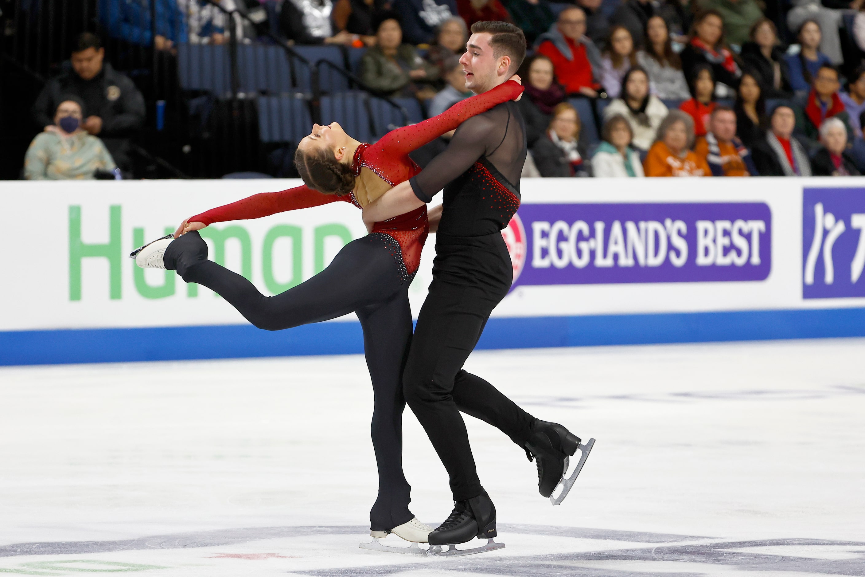 Annika Hocke, left, and Robert Kunkel, of Germany, compete in the pairs free skate program...