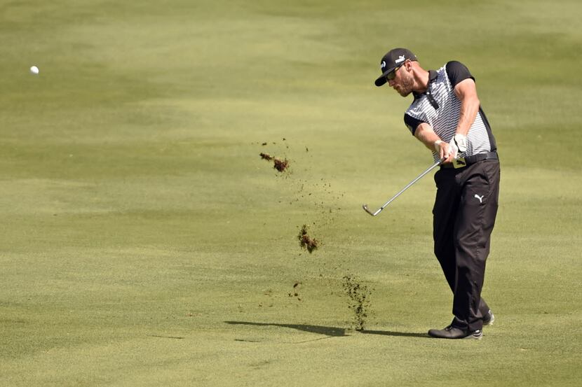 Graham DeLaet  hits from the 16th fairway during the second round of the HP Byron Nelson...