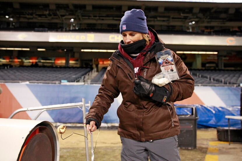 Cowboys sideline reporter Kristi Scales toasted marshmallows with sideline heaters before...