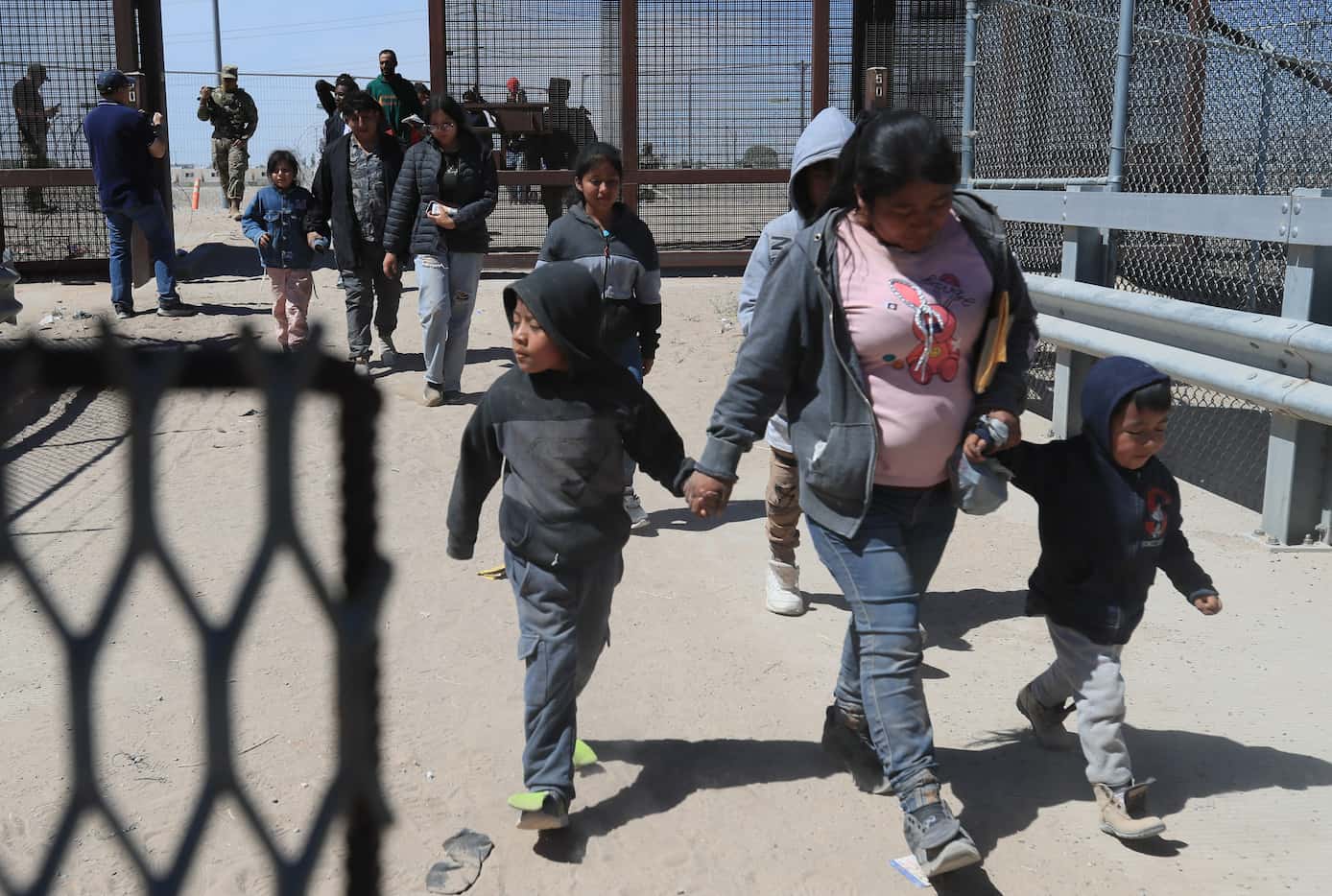 Border Patrol agents and the Texas National Guard opened Gate 42 on the border near El Paso...