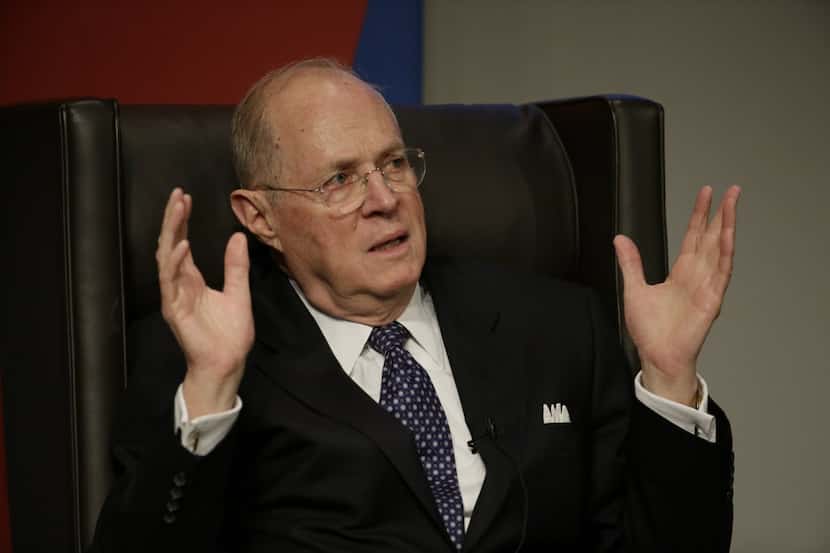  In this Oct. 3, 2013, file photo, Supreme Court Justice Anthony Kennedy speaks to faculty...