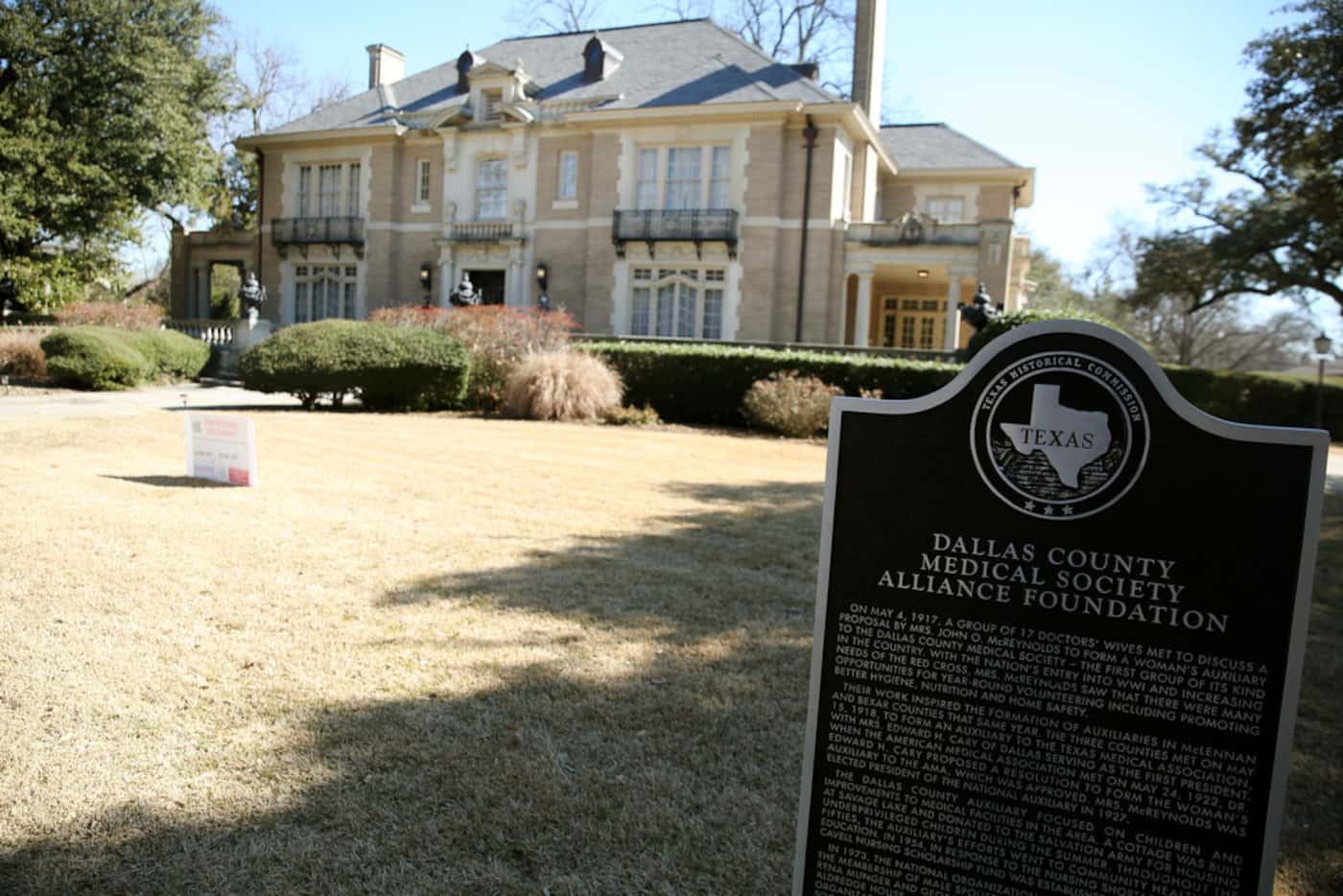 The Aldredge House, which was gifted to the Dallas County Medical Society Alliance in 1973...