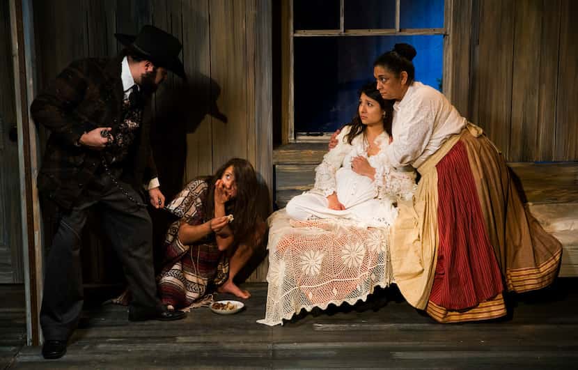 From left, Ruben Carrazana, Kristen Kelso, Alejandra Flores and Dolores Godinez in a scene...