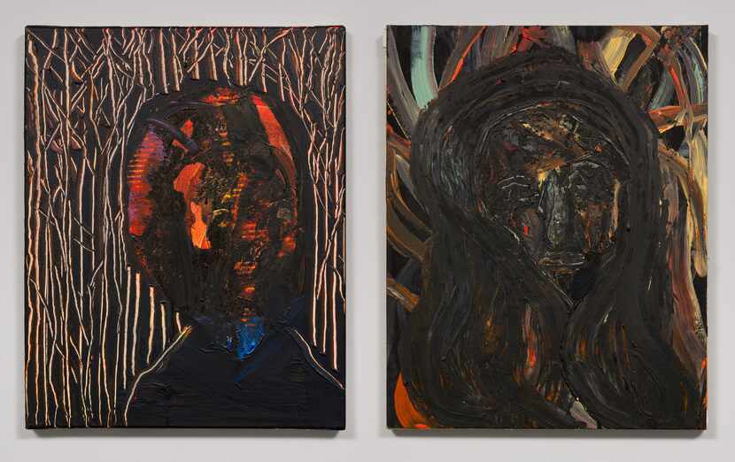 Matthew Wong's 2015 oil painting "Banishment From the Garden" was done on canvas (left) and...