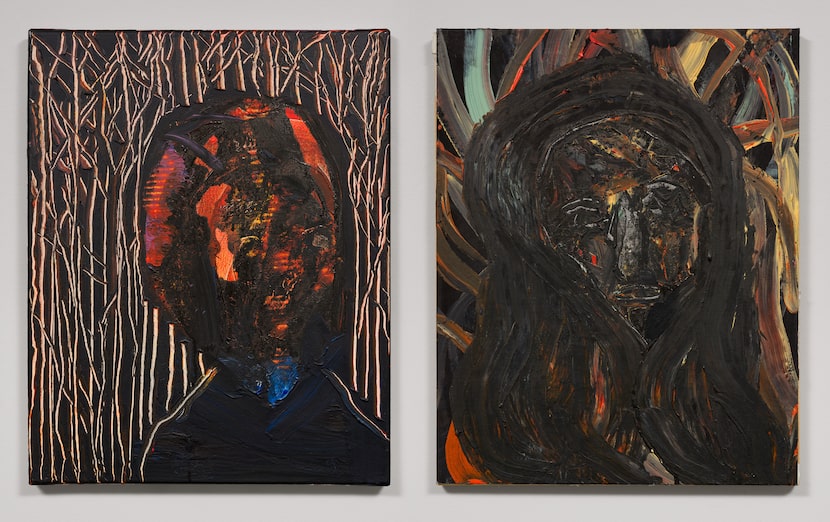 Matthew Wong's 2015 oil painting "Banishment From the Garden" was done on canvas (left) and...