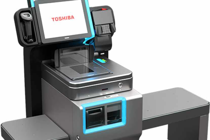 One of the retail self-checkout systems created by Toshiba's global commerce business.