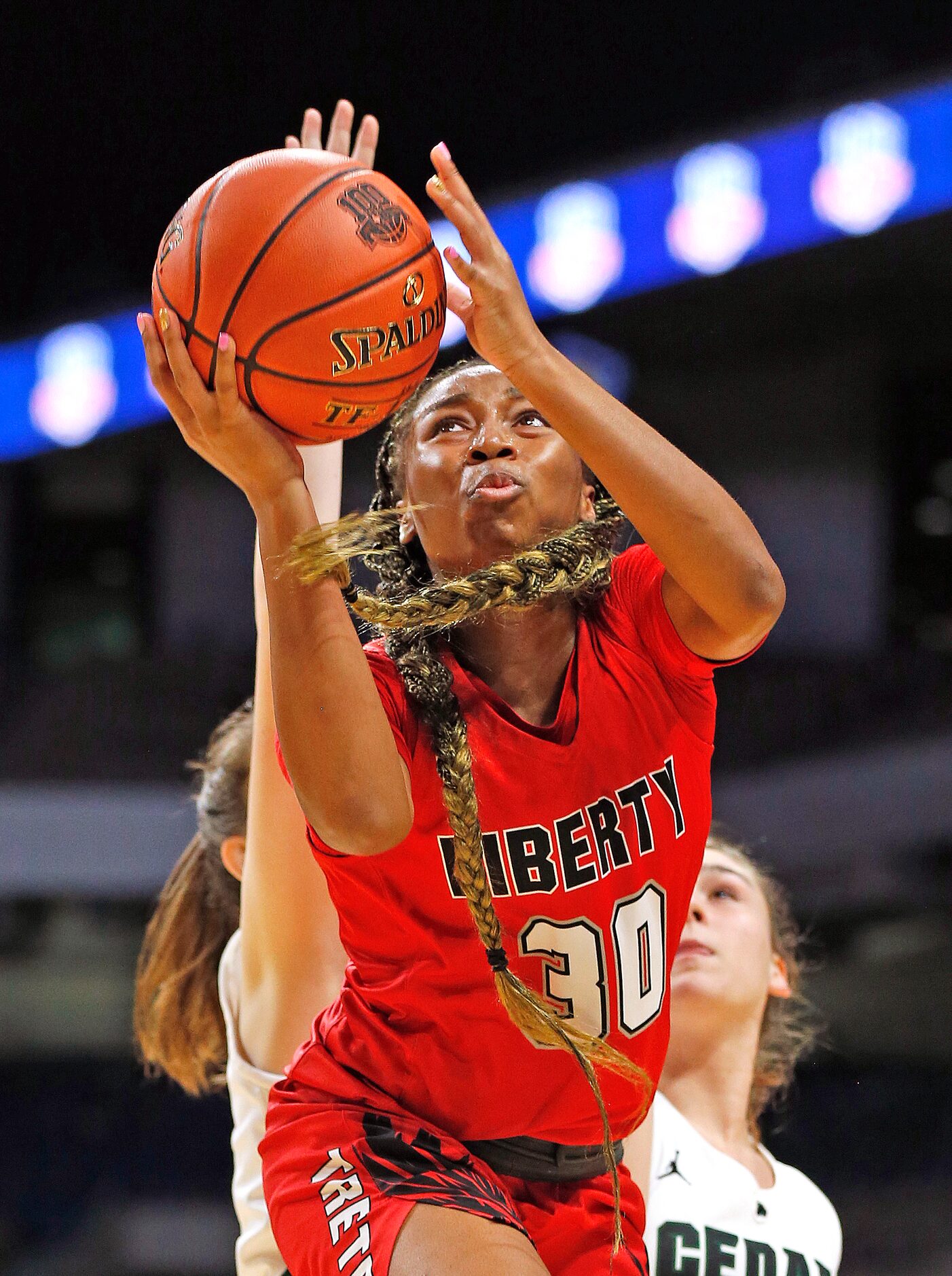 Frisco Liberty Jazzy Owens-Barnett #30 scores two. Frisco Liberty vs. Cedar Park in girls...