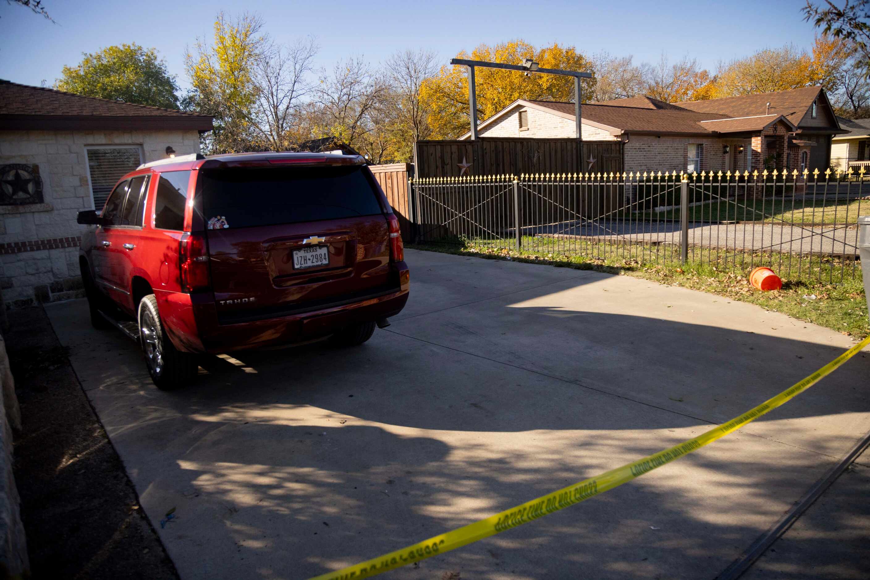 The house next door seen from the home where four people, including a 1-year-old, who were...