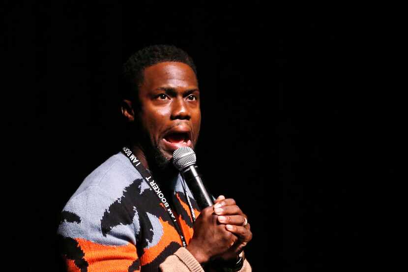 In this Sept. 12, 2018 photo, comedian and actor Kevin Hart talks to the students after...