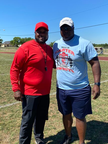 Former Carter football player Le Shai Maston (right), a police officer for Dallas County...