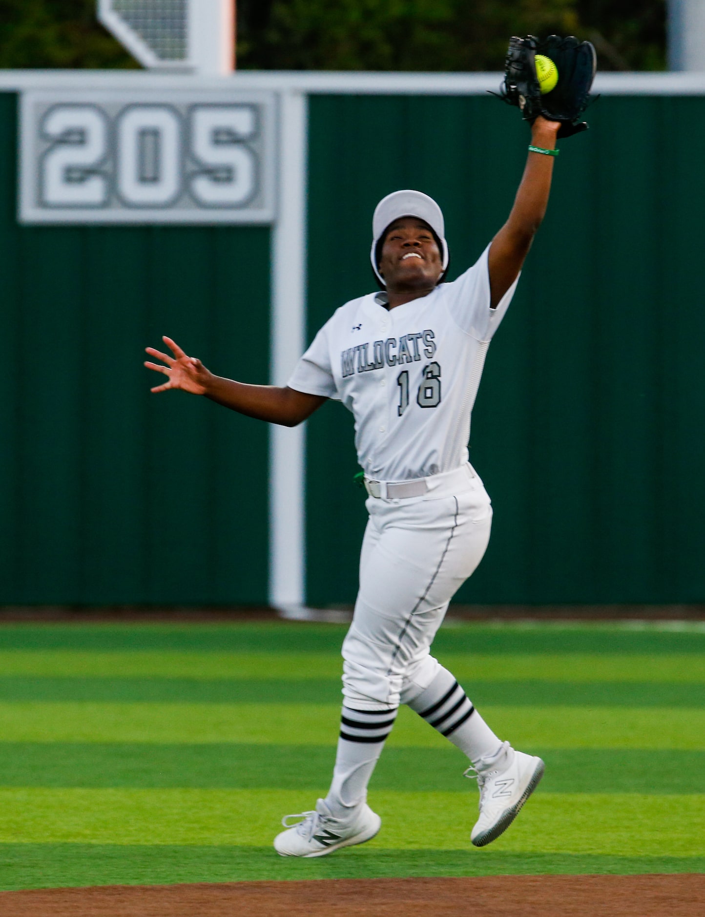 Denton Guyer's Are Jackson (16) catches a ball at second base during the third inning of a...