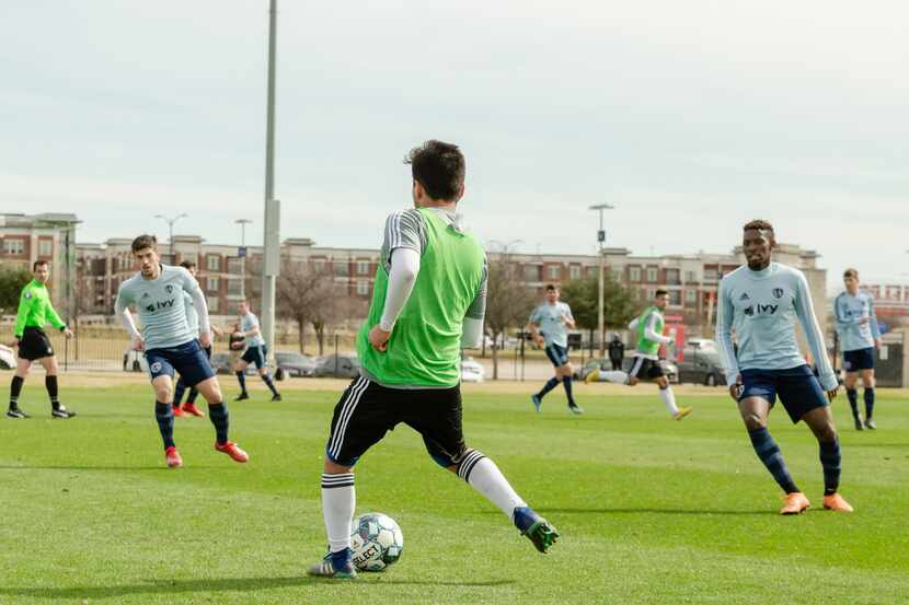 North Texas SC, in green bibs, took on Swope Park Rangers at the Toyota Soccer Complex...
