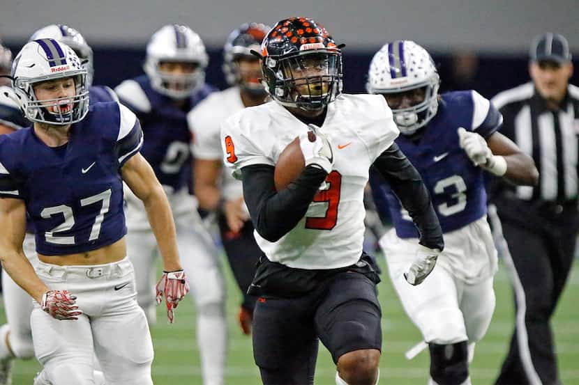 Aledo running back Jase McClellan (9), pictured in a game last season, has rushed for 1,927...