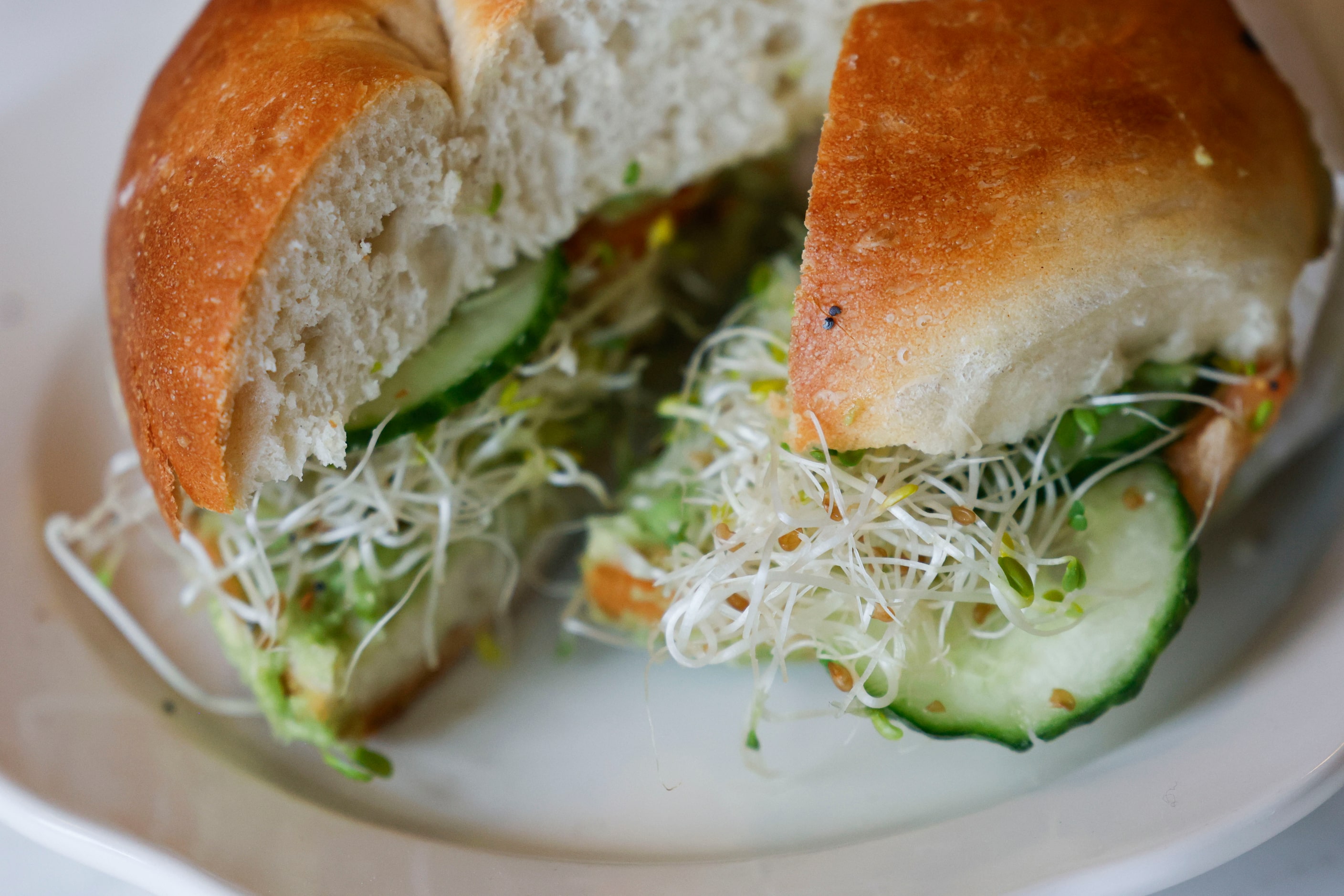 The avocado bagel at Trades Delicatessen is vegetarian.