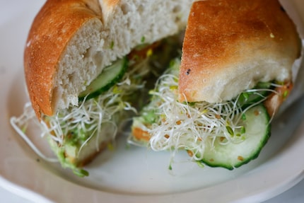 Here's the avocado bagel at Trades Delicatessen in Oak Cliff.