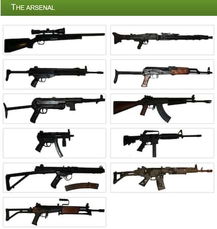 Some of the guns in Richard Page's collection.