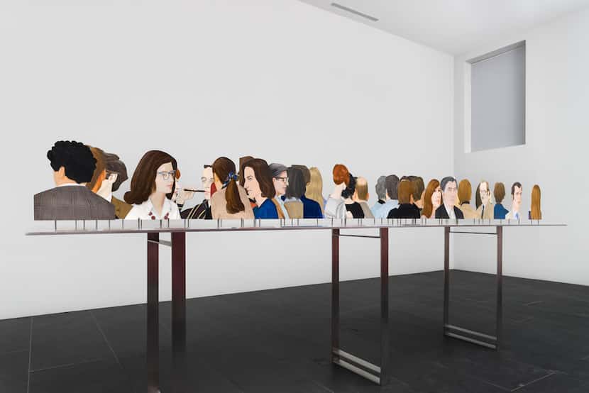 Alex Katz's One Flight Up, a 1968 oil-on-metal piece, makes viewers feel as if they're...