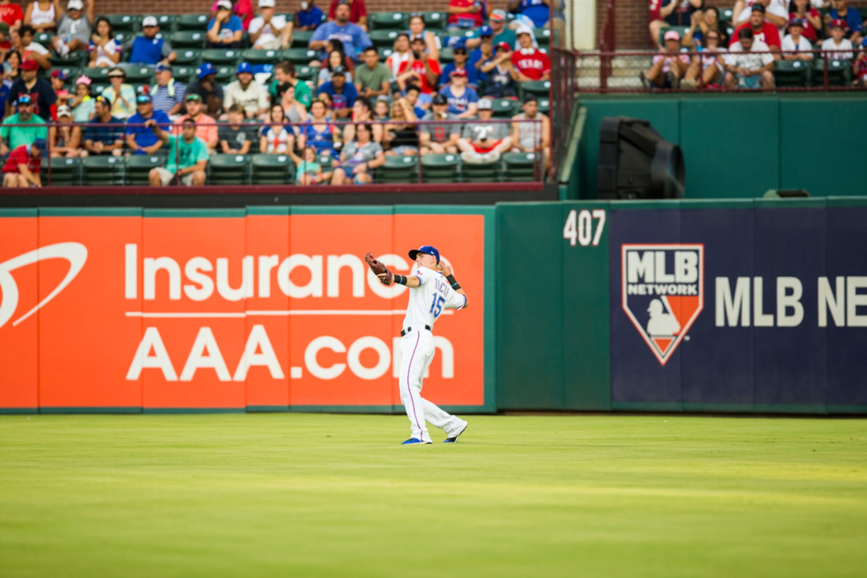 of an MLB game between the Texas Rangers and the Cleveland Indians on Saturday, July 21,...