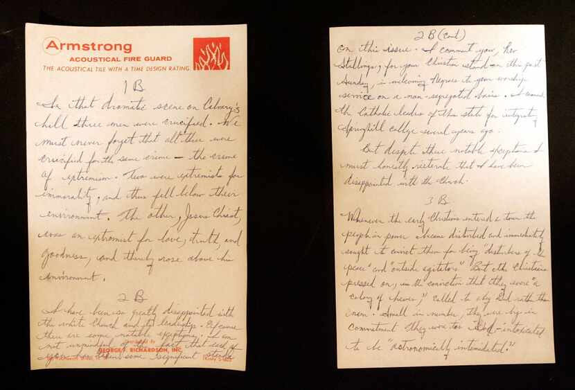 A handwritten copy of  "Letter from Birmingham Jail". 