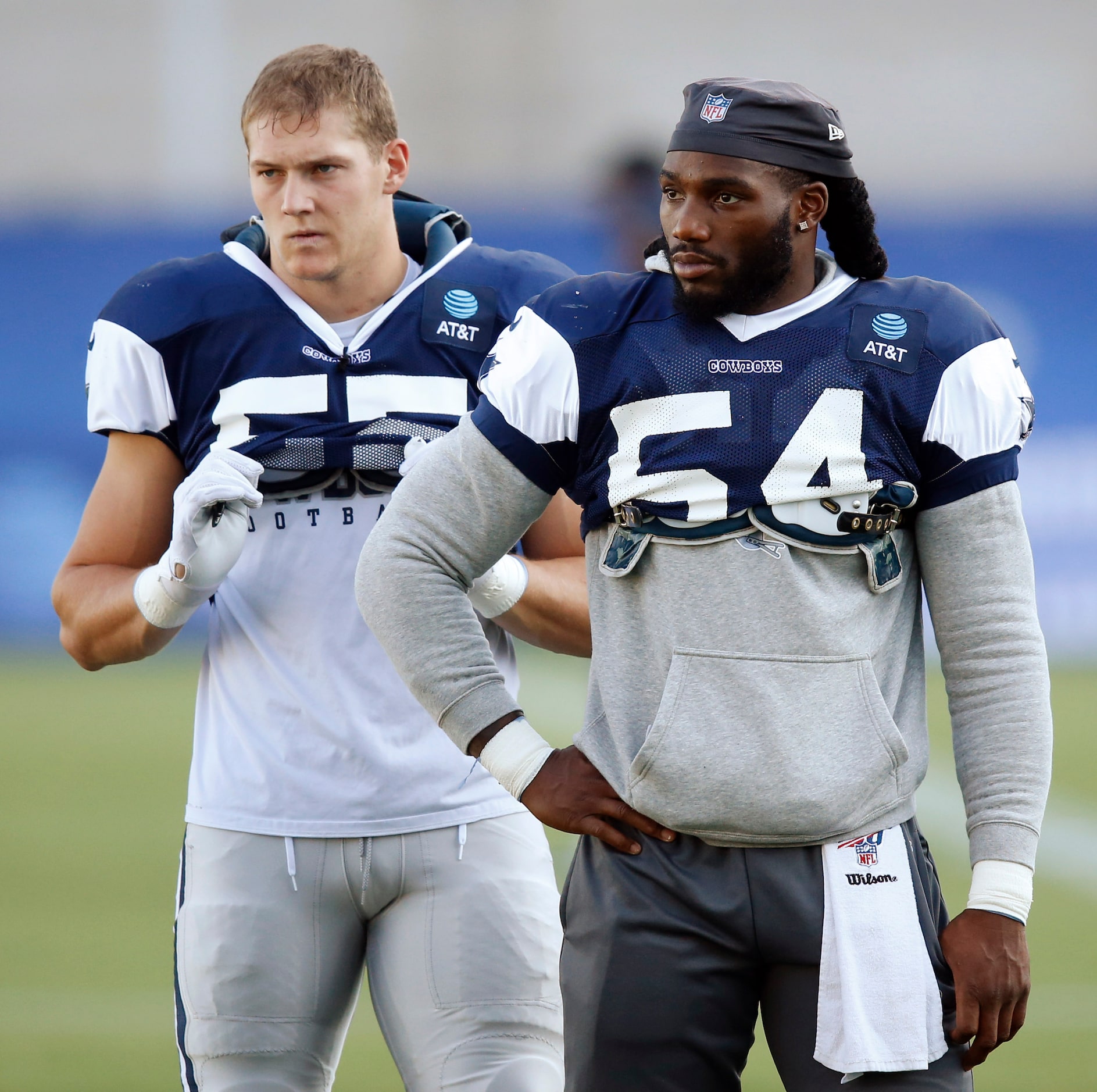 Dallas Cowboys linebacker Jaylon Smith (54) and Dallas Cowboys linebacker Leighton Vander...