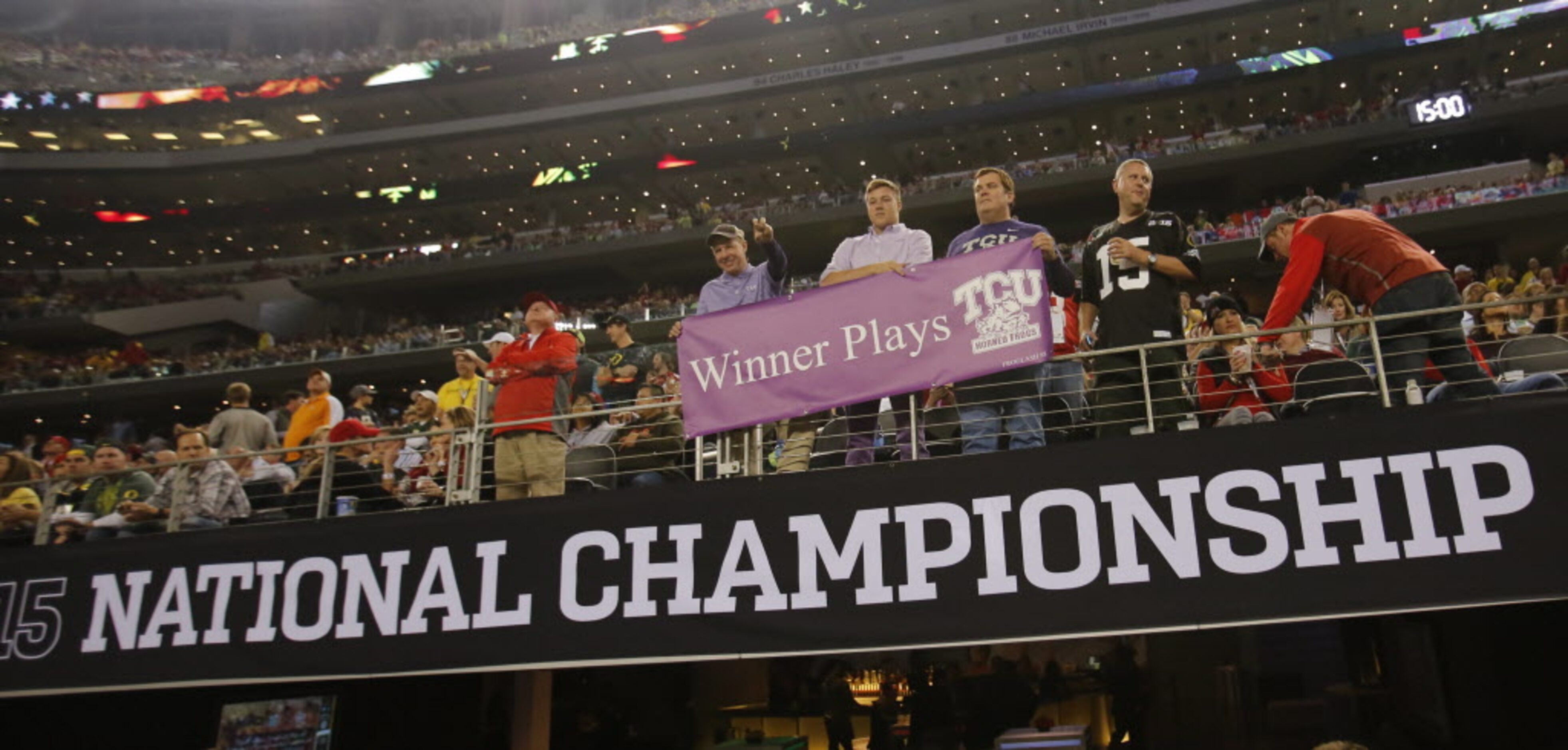 TCU Fans make a statement about the Ohio State victory during the second half of the College...