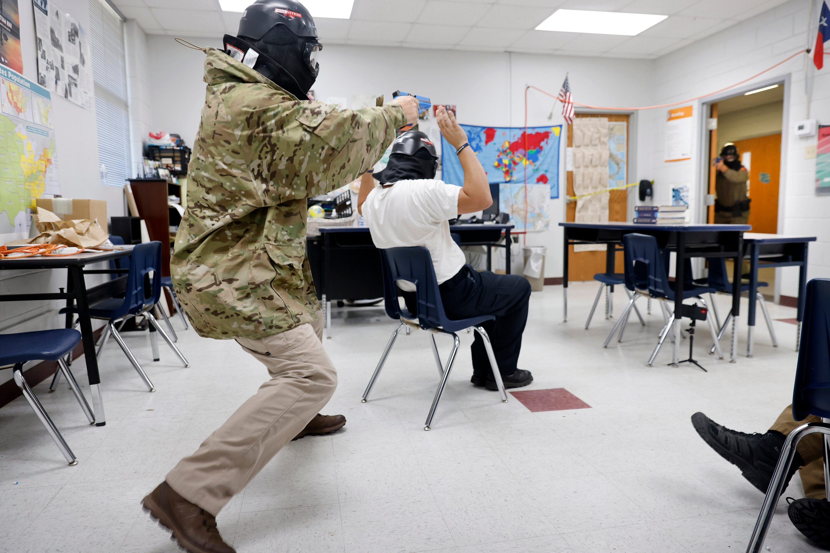 Advanced Law Enforcement Rapid Response Training instructor Troy Dupuy, acting as an active...