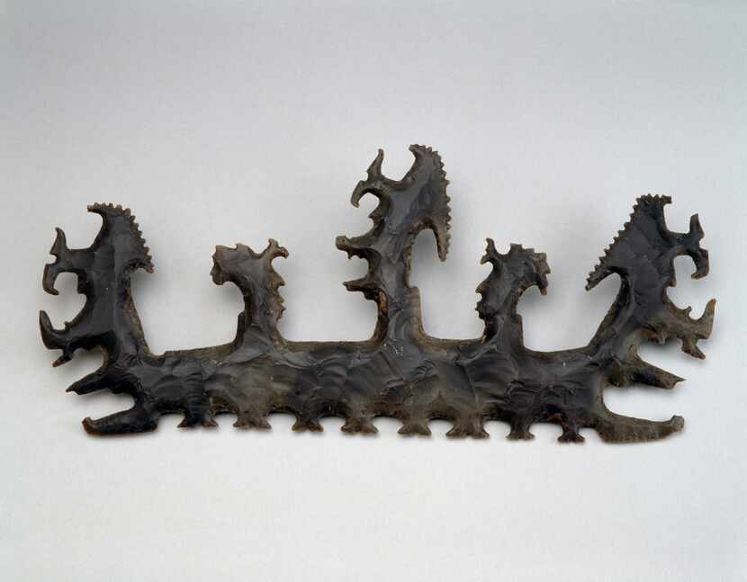 Eccentric Flint Depicting a Canoe with Passengers, from the Maya lowlands, created between...
