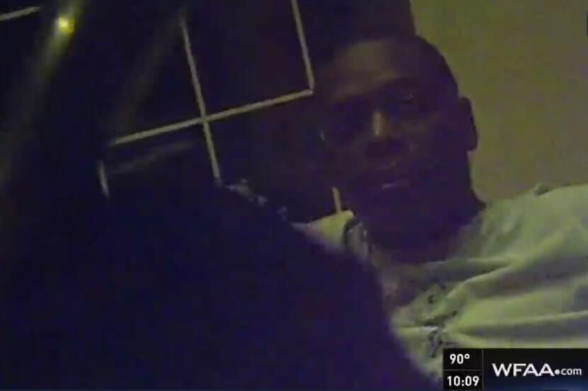 A screen capture of DeSoto police body camera footage obtained by WFAA-TV (Channel 8) shows...
