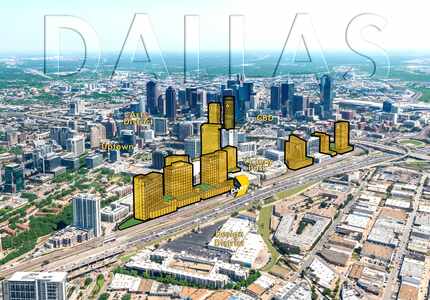 A proposed site plan for Amazon HQ2 in Victory Park in downtown Dallas.