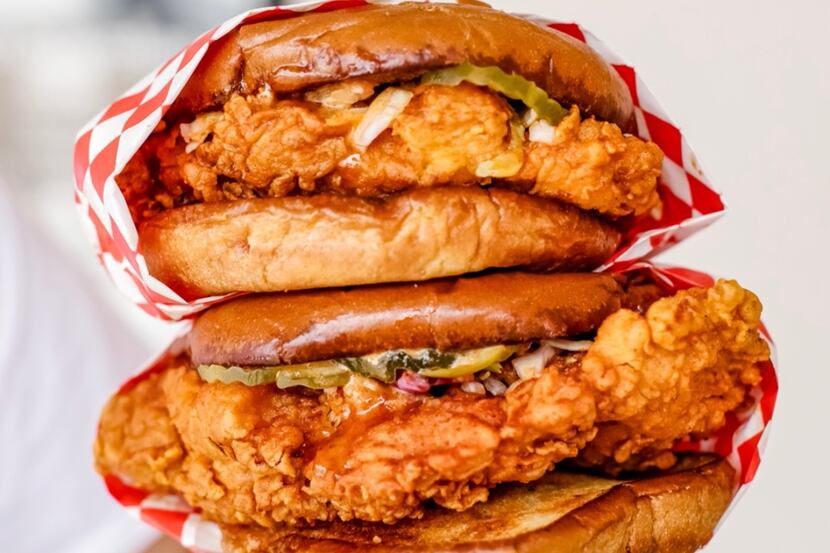 The Nashville Hot Chicken sandwich sold at 2 Neighbors Hot Chicken is their best seller,...