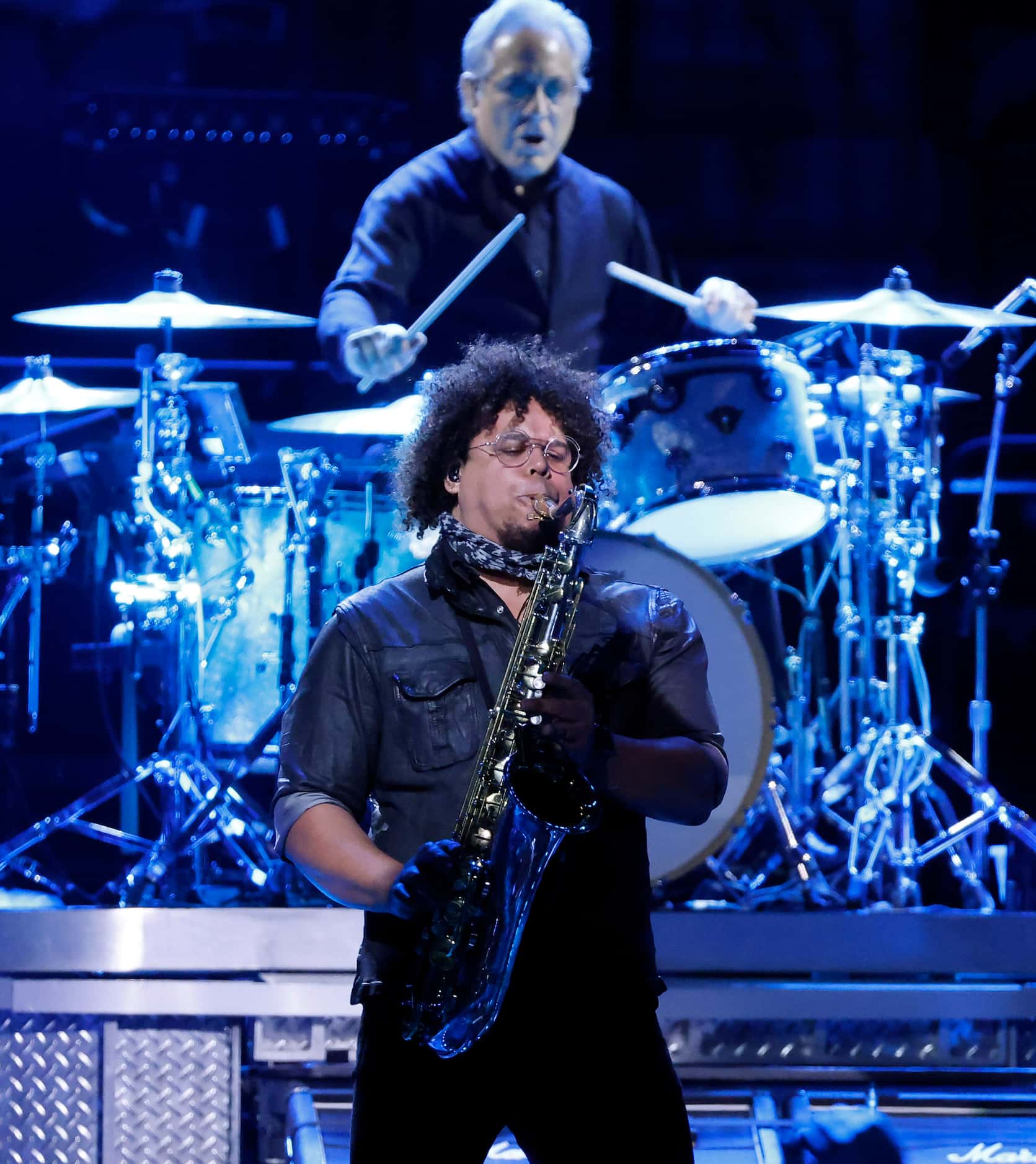 Saxophonist Jake Clemons and drummer Max Weinberg performed with Bruce Springsteen and the...