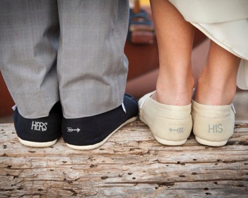 Dallas Artist Bekah Burch's first pair of wedding themed flats, complete with all sorts of...