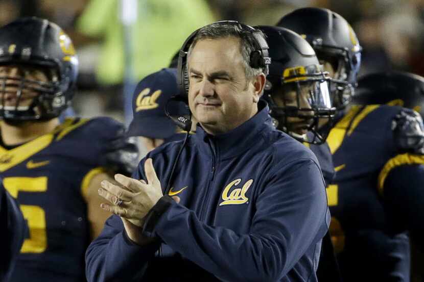In this Nov. 28, 2015 photo, California head coach Sonny Dykes watches during the first half...
