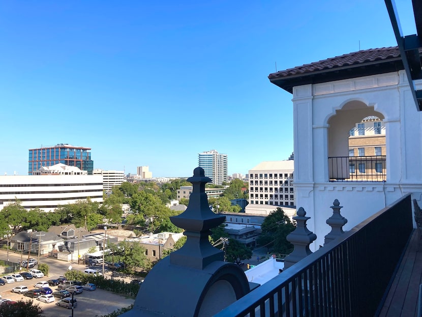 The view from the roof deck at the Maple Terrace building in Uptown Dallas.