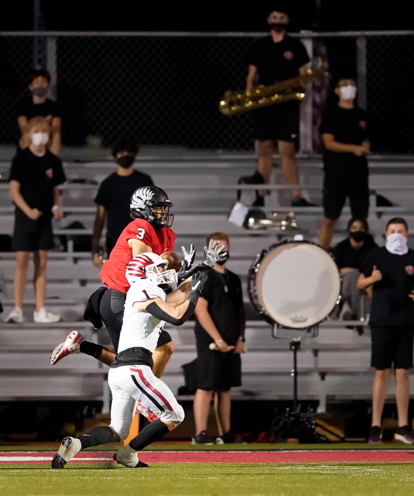 Argyle wide receiver Cash Walker (3) catches a 37-yard touchdown pass over Melissa defensive...