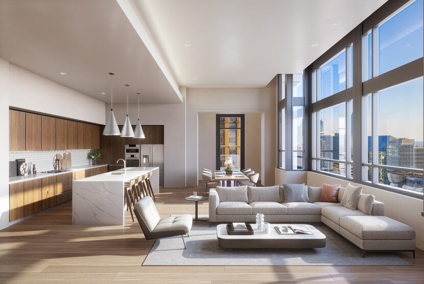 A rendering of the penthouse at the new Maple Terrace apartment tower, which starts leasing...