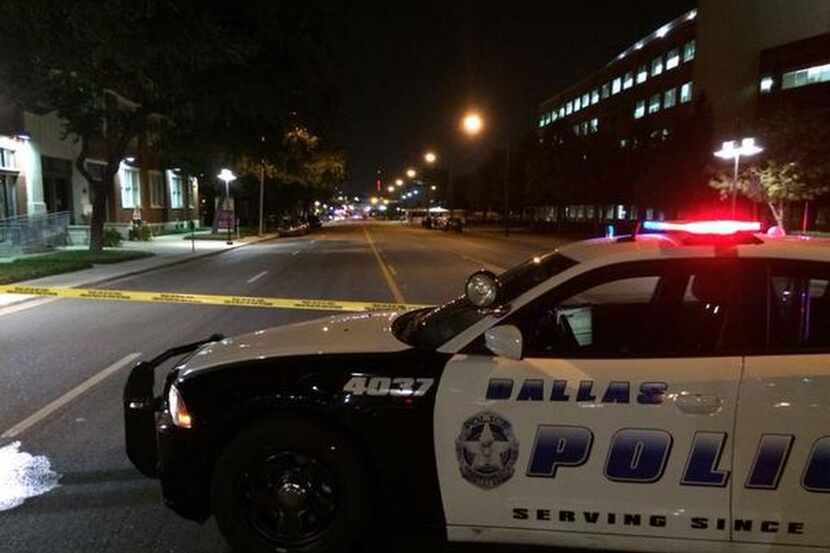  Dallas police shut down the area around headquarters during the investigation....