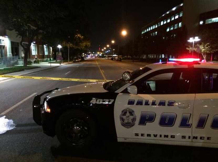  Dallas police shut down the area around headquarters during the investigation....